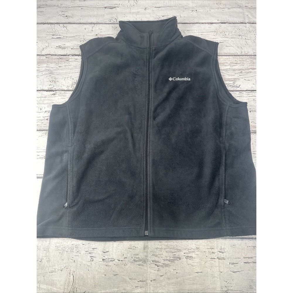 Columbia Soft Mountain Fleece Vest Charcoal Grey Mens XL Full Zip